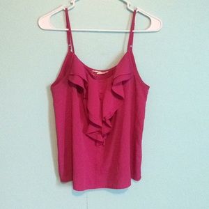 Fuscia blouse with spaghetti straps and ruffles